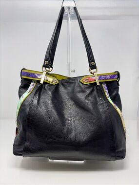 ETRO Black Leather Bag with Color-Trim Accents-RARE!